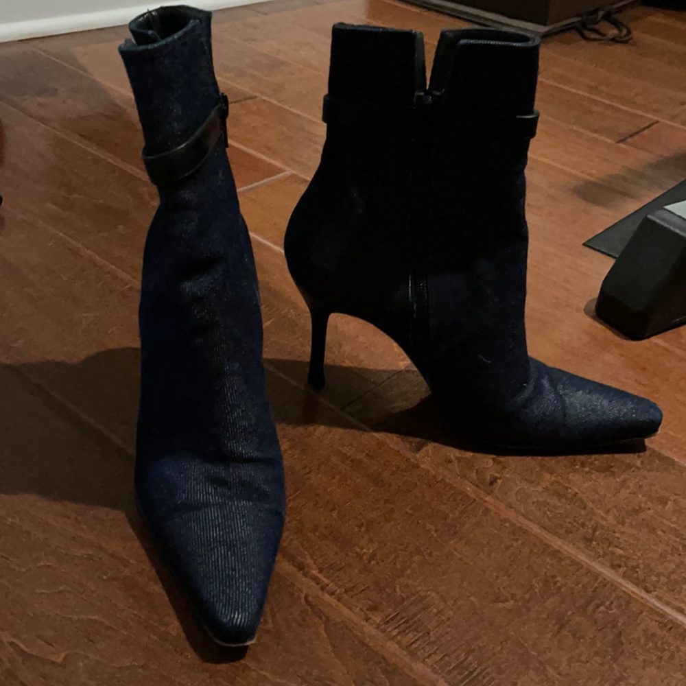 Denim booties